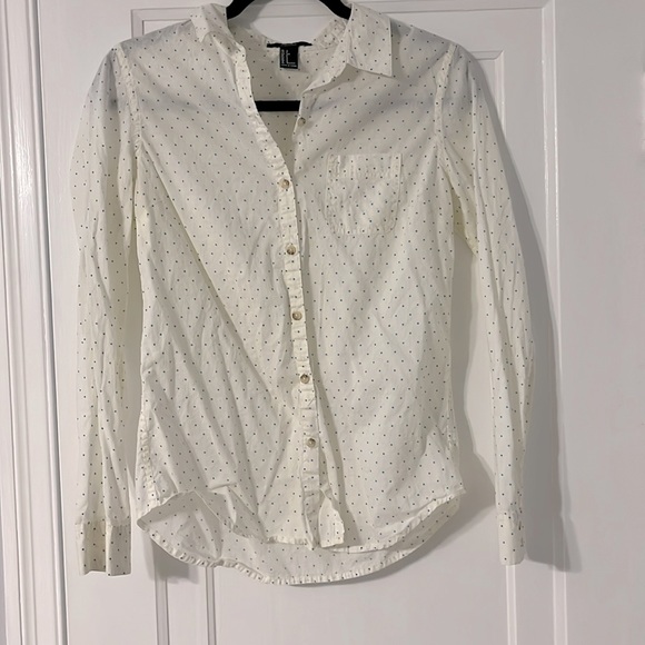 Polka dot blue and cream polka dot button down - Picture 1 of 3